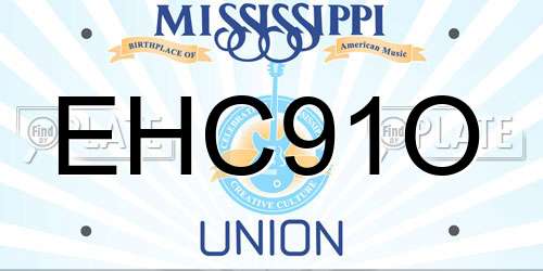 EHC91O Mississippi License Plate