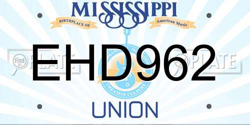 EHD962 Mississippi License Plate