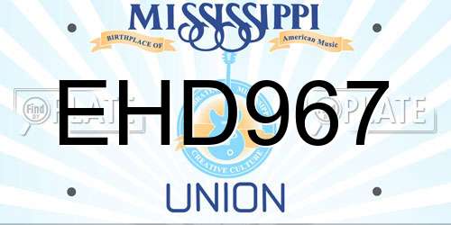 EHD967 Mississippi License Plate