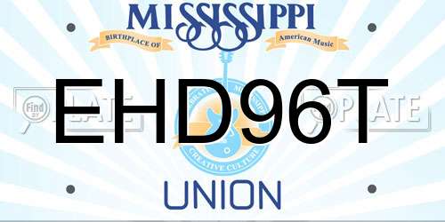 EHD96T Mississippi License Plate