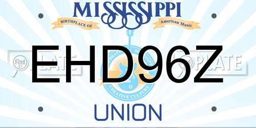 EHD96Z Mississippi License Plate