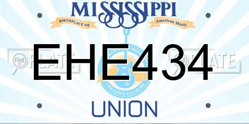 EHE434 Mississippi License Plate