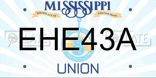 EHE43A Mississippi License Plate