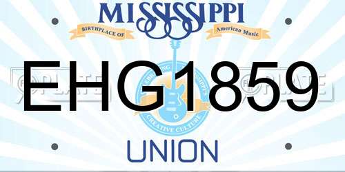 EHG1859 Mississippi License Plate
