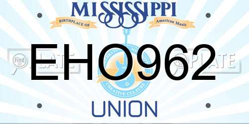 EHO962 Mississippi License Plate