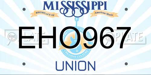 EHO967 Mississippi License Plate