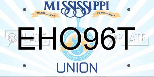EHO96T Mississippi License Plate