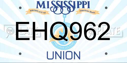 EHQ962 Mississippi License Plate