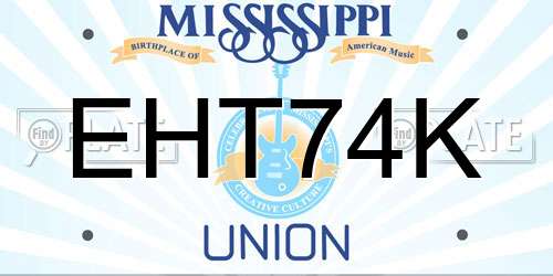 EHT74K Mississippi License Plate