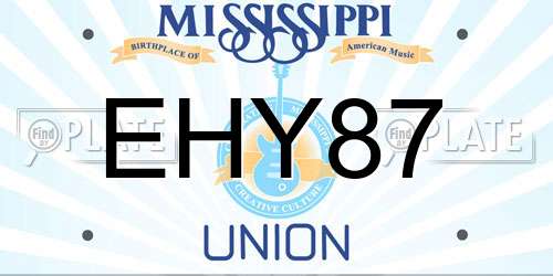 EHY87 Mississippi License Plate