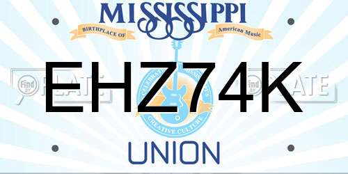 EHZ74K Mississippi License Plate