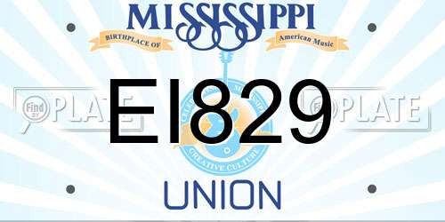 EI829 Mississippi License Plate