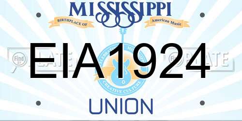 EIA1924 Mississippi License Plate