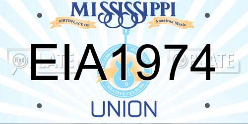 EIA1974 Mississippi License Plate
