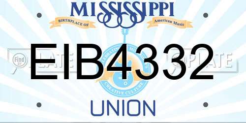 EIB4332 Mississippi License Plate