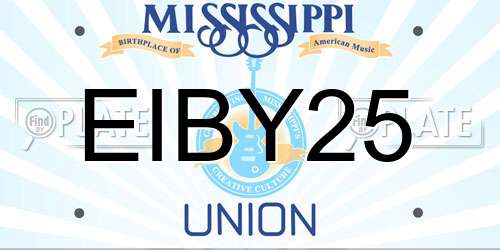 EIBY25 Mississippi License Plate
