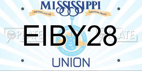EIBY28 Mississippi License Plate
