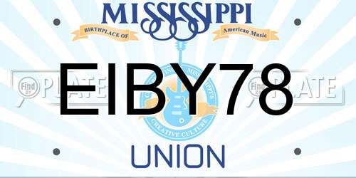 EIBY78 Mississippi License Plate