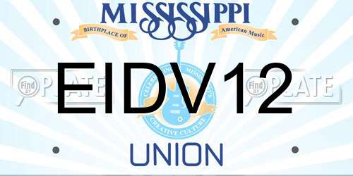 EIDV12 Mississippi License Plate