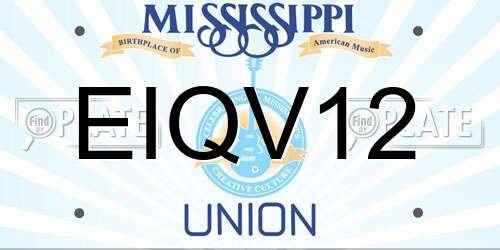 EIQV12 Mississippi License Plate