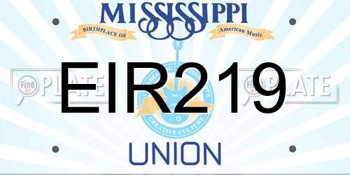 EIR219 Mississippi License Plate