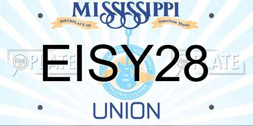 EISY28 Mississippi License Plate