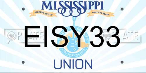 EISY33 Mississippi License Plate