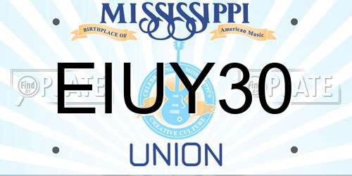 EIUY30 Mississippi License Plate