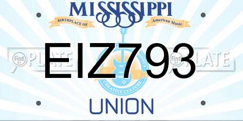 EIZ793 Mississippi License Plate