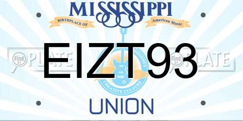 EIZT93 Mississippi License Plate