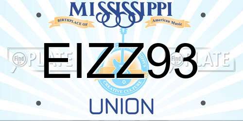 EIZZ93 Mississippi License Plate