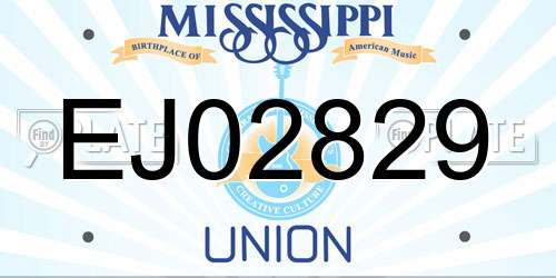 EJ02829 Mississippi License Plate