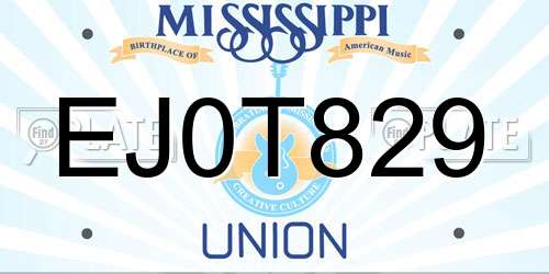 EJ0T829 Mississippi License Plate
