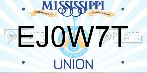 EJ0W7T Mississippi License Plate