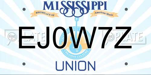 EJ0W7Z Mississippi License Plate