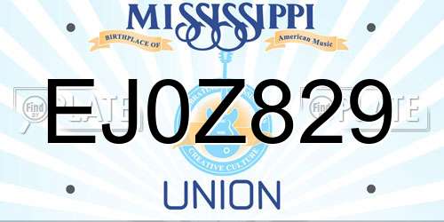 EJ0Z829 Mississippi License Plate