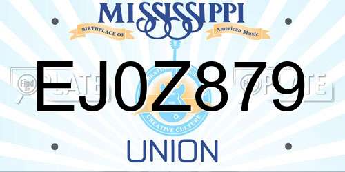 EJ0Z879 Mississippi License Plate