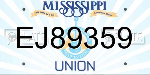 EJ89359 Mississippi License Plate