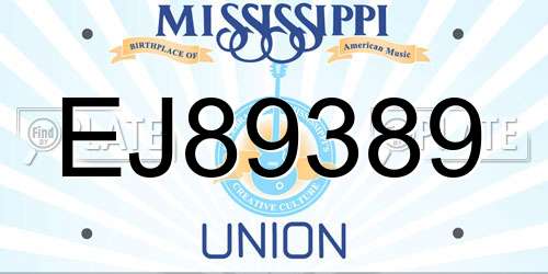 EJ89389 Mississippi License Plate