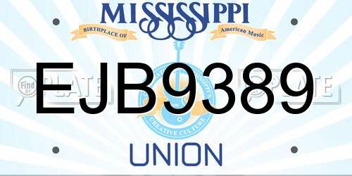 EJB9389 Mississippi License Plate