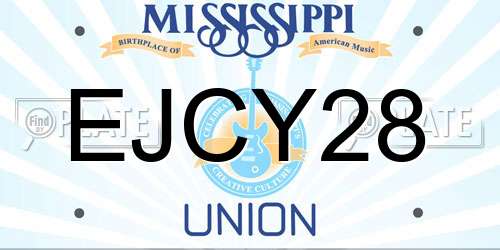 EJCY28 Mississippi License Plate