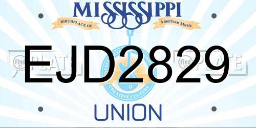 EJD2829 Mississippi License Plate
