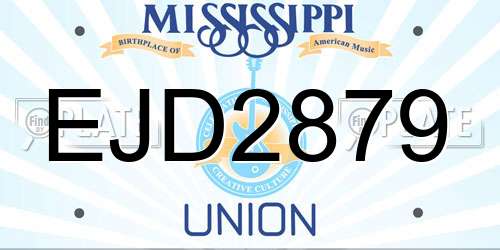 EJD2879 Mississippi License Plate