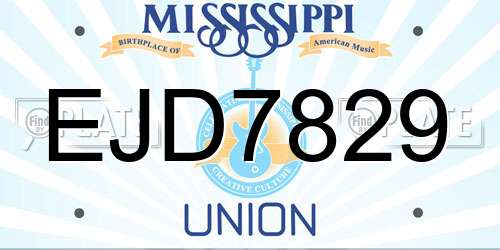 EJD7829 Mississippi License Plate