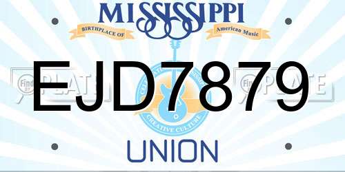 EJD7879 Mississippi License Plate