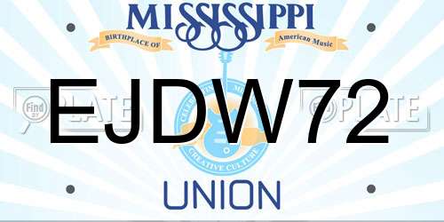EJDW72 Mississippi License Plate