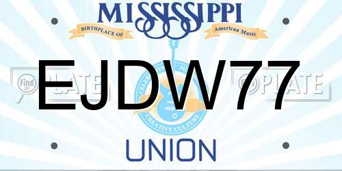 EJDW77 Mississippi License Plate
