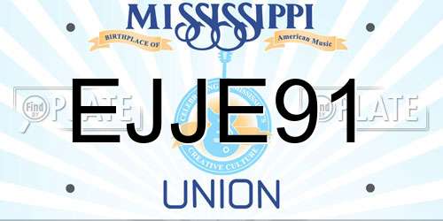 EJJE91 Mississippi License Plate