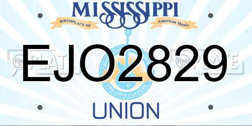EJO2829 Mississippi License Plate