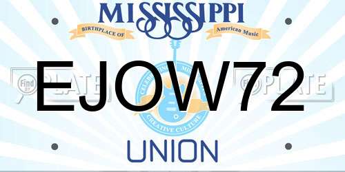 EJOW72 Mississippi License Plate